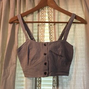 Blue and pink stripped crop top.